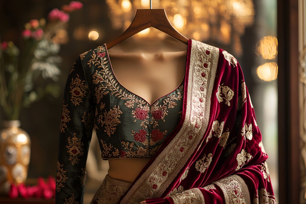luxurious-velvet-saree-blouse